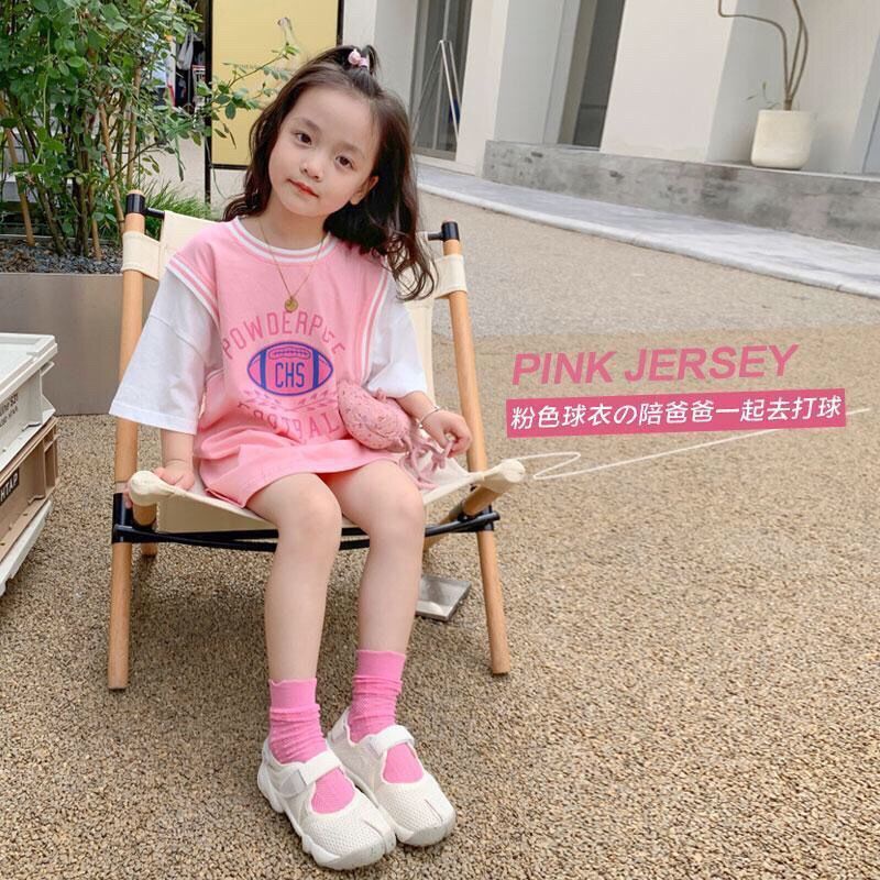 [Hàng Có Sẵn Bán Chạy] Đầm Không Tay Giả Hai Mảnh Màu Sắc Tương Phản Phong Cách Phương Tây Hàn Quốc Mùa Hè Cho Bé Gái