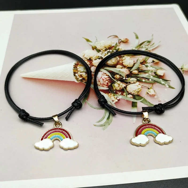 [Bán Chạy] [2 Vòng Tay Tình Bạn] Mặt Dây Chuyền Màu Cầu Vồng Thời Trang Cho Cặp Đôi / Tình Bạn / Bạn Bè]