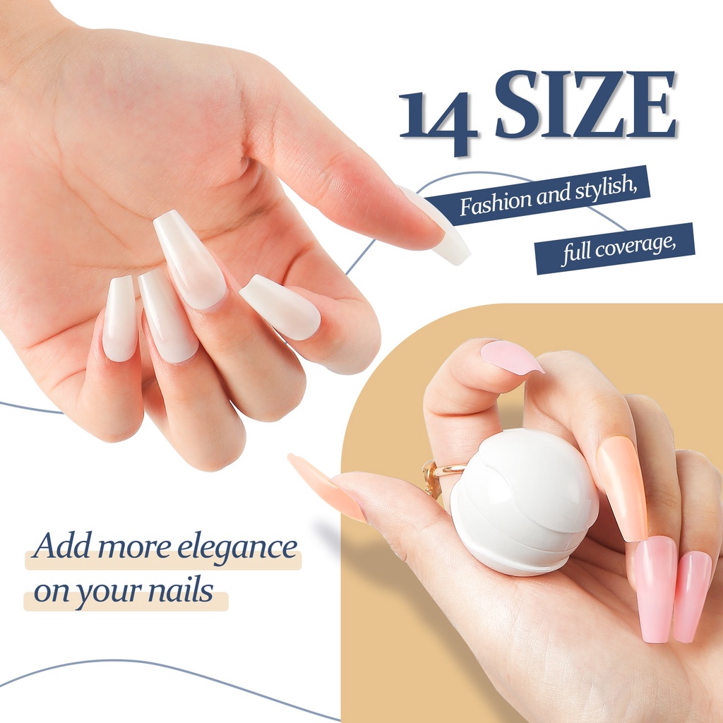 Hộp 168 Móng Tay Giả Thời Trang Tự Nhiên