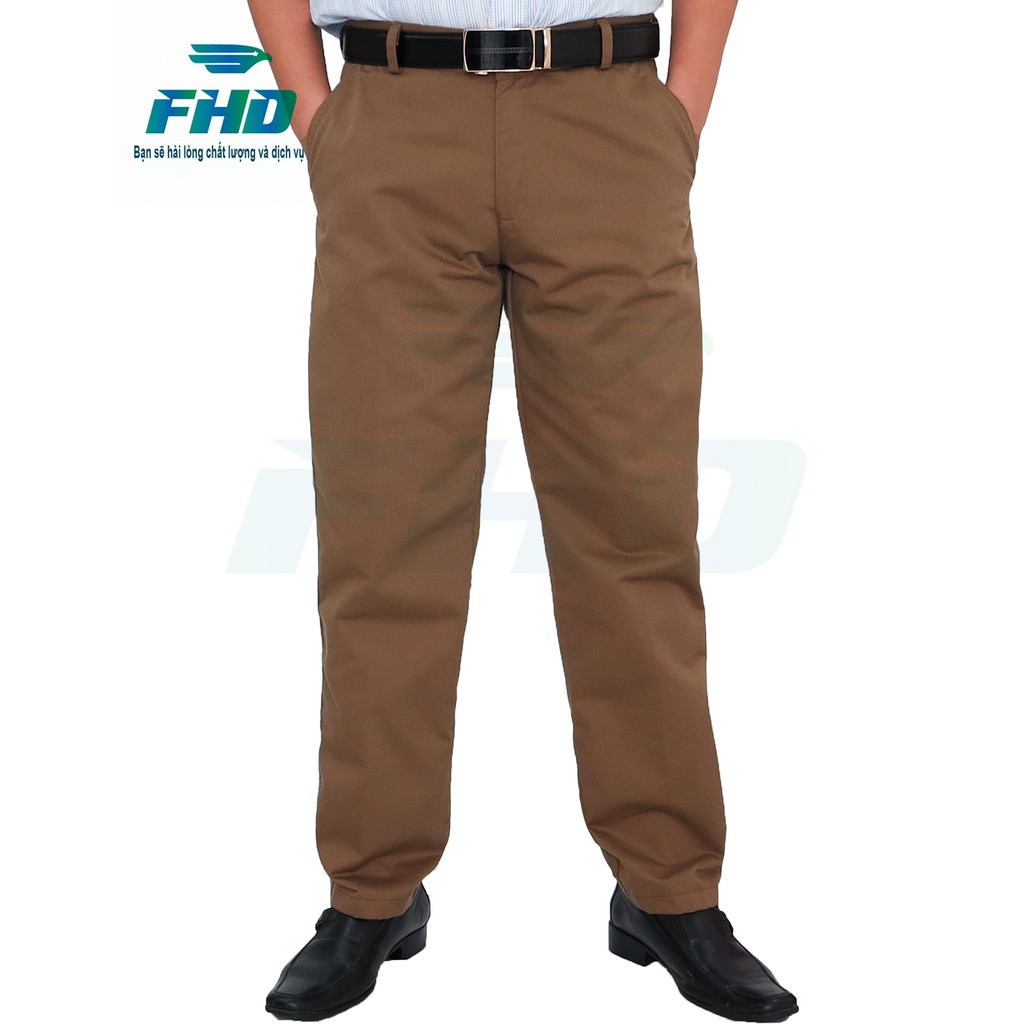 Quần dài kaki trung niên nam chất vải kaki dày dặn ống suông form chuẩn FHDQ001