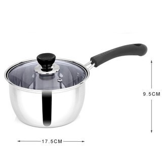 Nồi Nấu Bột, Nấu Cháo Đồ Ăn Dặm Cho Bé Inox 304 Size 18Cm Dày Dặn, Cao Cấp "