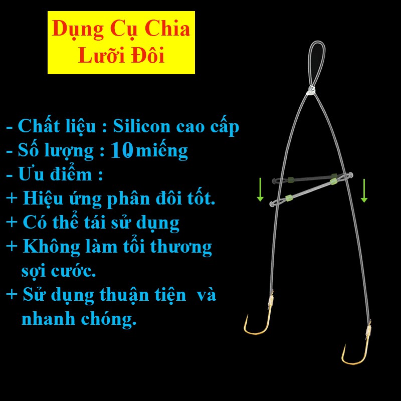 Dụng Cụ Chia Đôi Lưỡi Câu ( Vỉ 10 chiếc ), Thẻo Câu Chuyên Câu Đài Silicon Cao Cấp PK-5