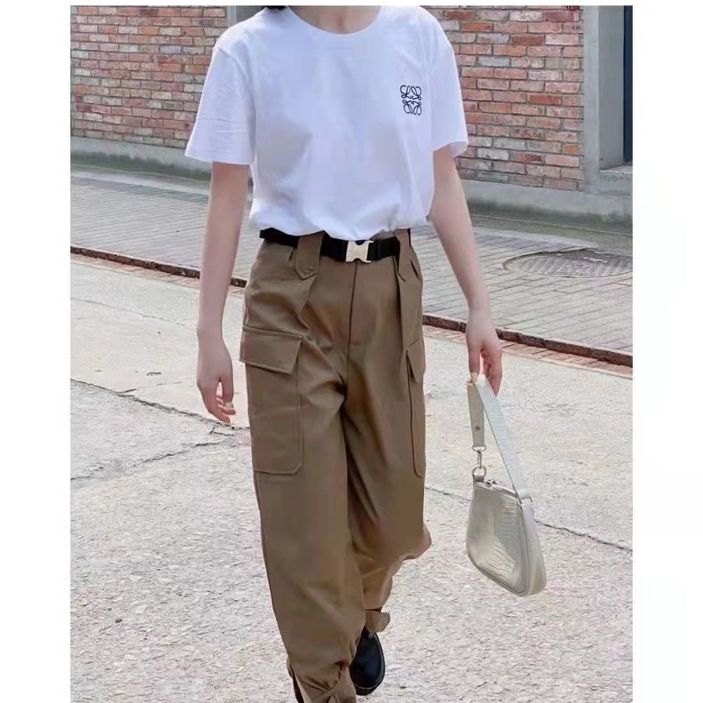 Áo Thun Cotton Tay Ngắn Cổ Tròn Dáng Rộng Thêu logo Thời Trang Mùa Hè Dành Cho Nam Và Nữ
