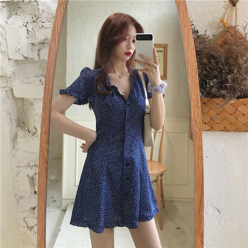 Đầm hoa nhí xanh V H3354