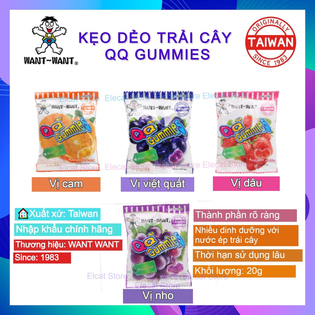 Kẹo dẻo trái cây Want Want Taiwan - 20g