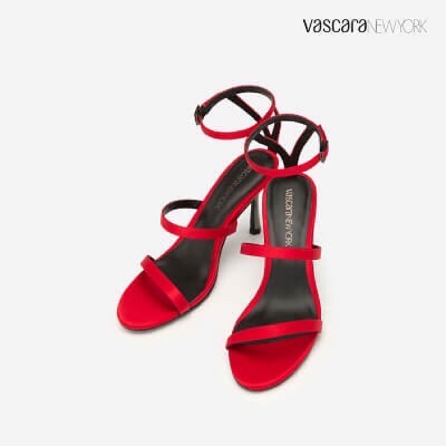 Vascara Giày Cao Gót Ankle Strap Satin Quai Ngang - SDN 0660 - Màu Đỏ