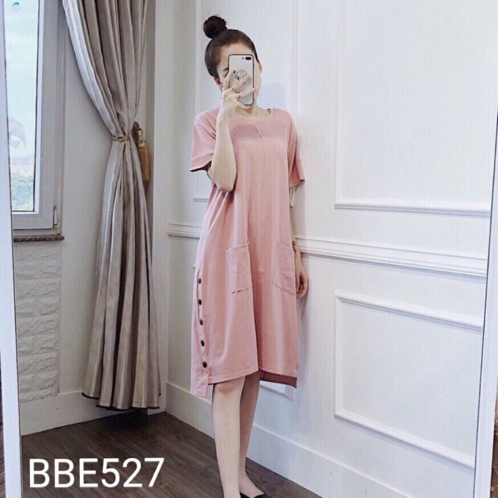 Váy bầu mùa hè BBE3076, đầm bầu công sở chất cotton