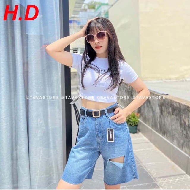 Sét áo croptop your + quần đùi bò rách HĐ12
