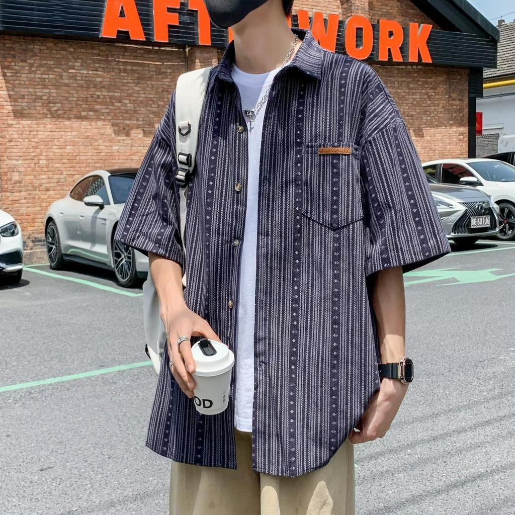 Áo Sơ Mi Nam Tay Ngắn Kẻ Sọc Thời Trang Hàn Quốc
