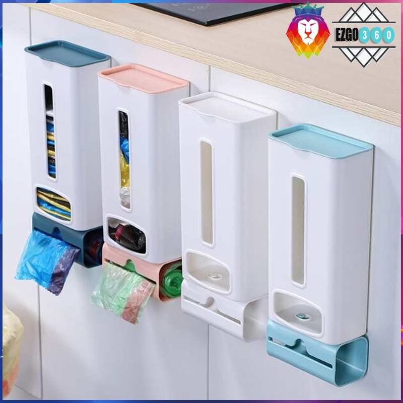 Convenient wall-mounted 2-compartment nylon garbage bag bag box