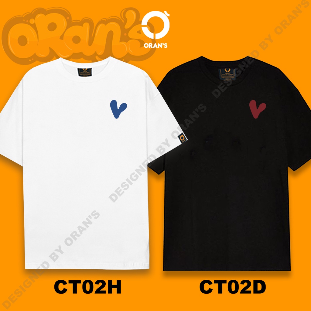 Áo đôi hình trái tim 02 unisex phông tay lỡ cho nam nữ Oversize chất COTTON, FULLBOX ORANS - ORAN'S TEE BASIC