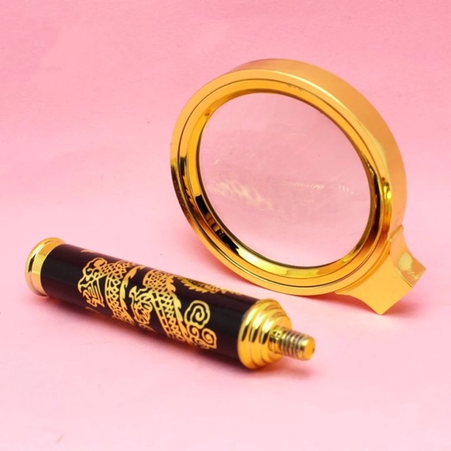 Kính lúp cầm tay Magnifier tay cầm rồng mạ vàng cuộn quanh.