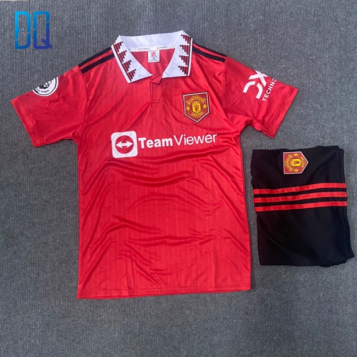 Bộ quần áo đá bóng clb Manchester United đỏ có cổ 2022 thun lạnh cao cấp