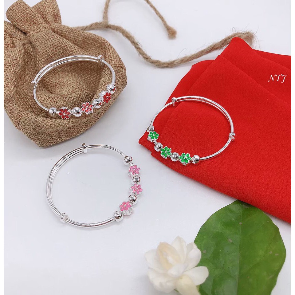 LẮC TAY CHO BÉ BẠC NÕN MIX HOA
