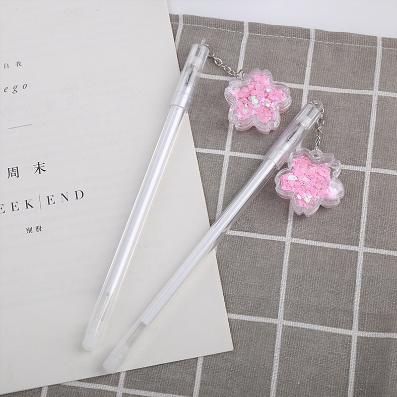 Bút Mực Gel Thiết Kế Dễ Thương Kèm Móc Treo Hình Bông Hoa Độc Đáo Tiện Dụng Cho Học Sinh