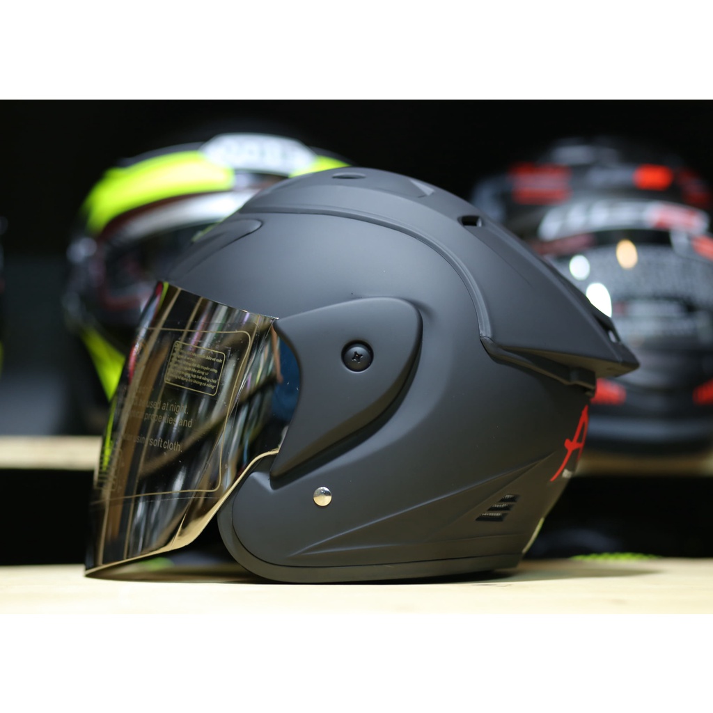 Mũ bảo hiểm 3/4 kính ASIAđen nhám chống chói chống tia uv