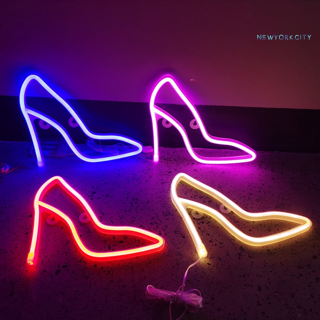 Đèn LED Neon Hình Giày Cao Gót Nhiều Màu Sạc Pin Cổng USB Dùng Trang Trí Phòng Ngủ