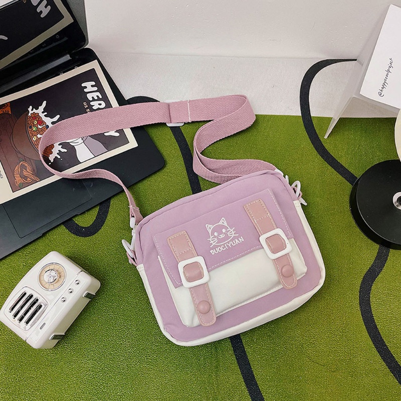 Túi Đeo Chéo Nhỏ Thêu Họa Tiết Mèo Hoạt Hình Phong Cách Preppy Nhật Bản Cho Nữ