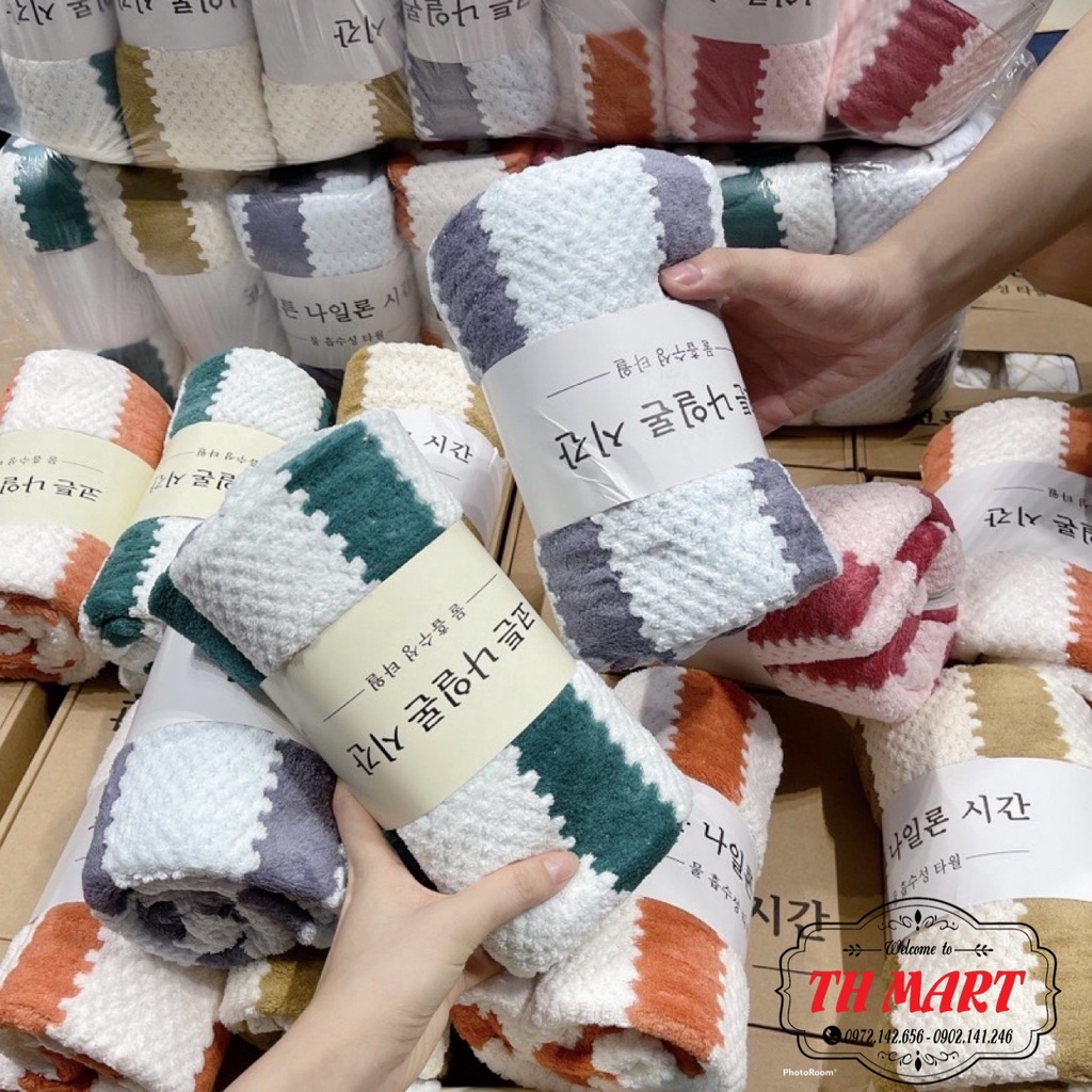 Khăn Tắm Hàn Quốc Cao Cấp Siêu Thấm, Siêu Bền, Chất Bông Mềm Mịn