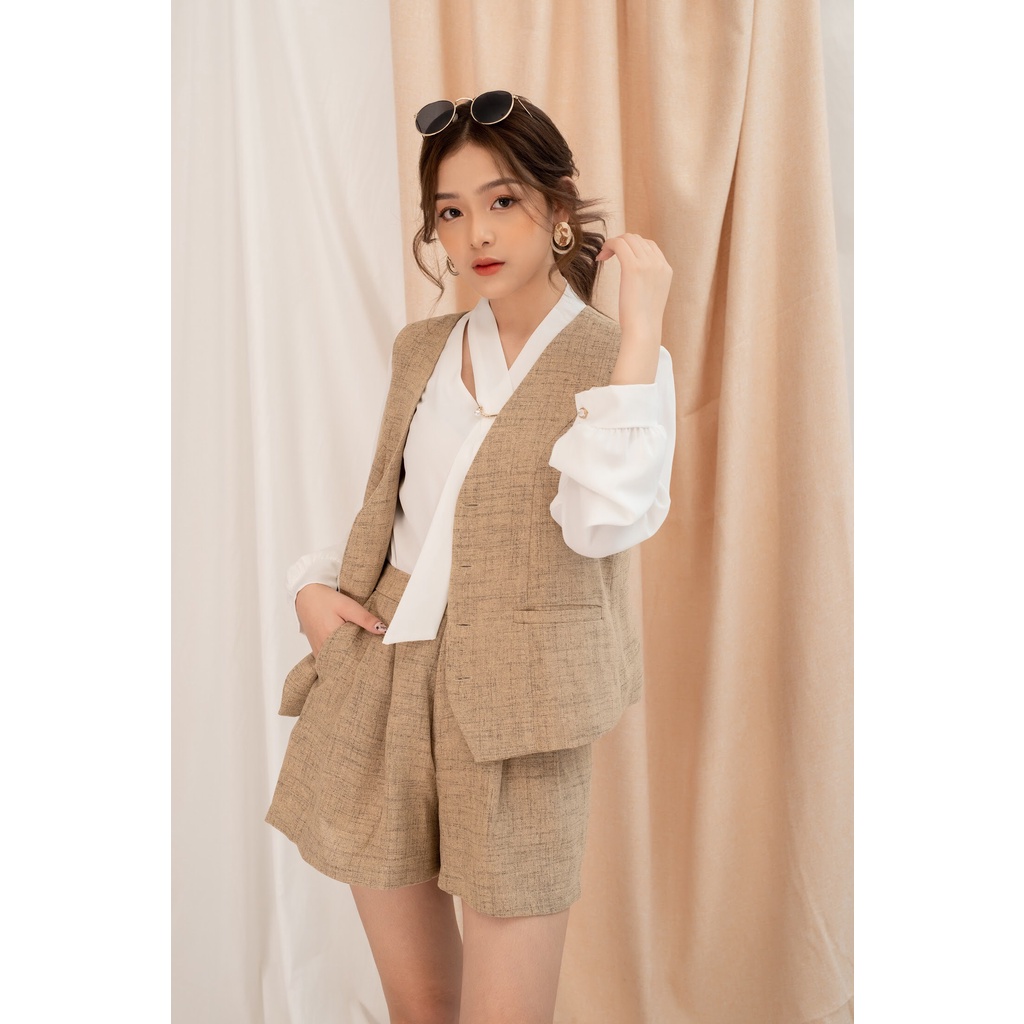 Miki set - set gile dạ mỏng quần đùi ống rộng cao cấp
