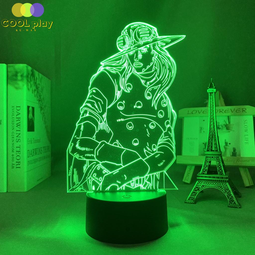 Đèn led 3d Hình Nhân Vật jojo bizarre adventure gyro zeppeli Trang Trí Phòng Ngủ
