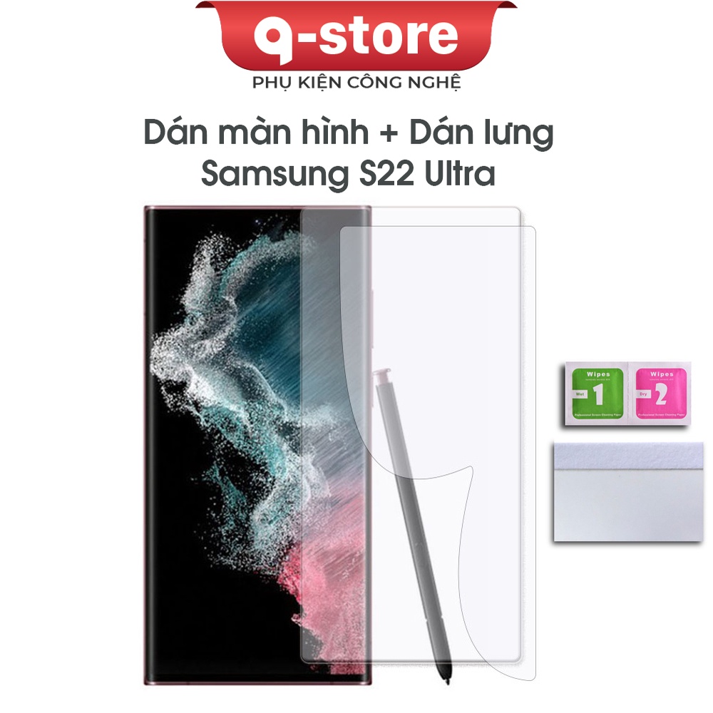 Dán màn hình Samsung S22 ultra, Dán lưng chống xước, Chất liệu PPF dẻo, Tặng kèm phụ kiện dán