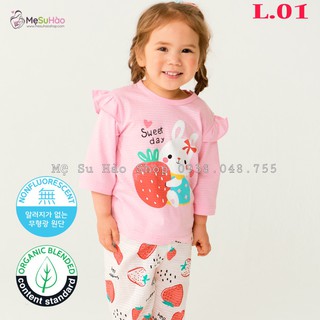100% HÀNG NHẬP TỪ HÀN VỀ, HÀNG CÓ SẴN] Bộ lửng bé gái mẫu dâu và thỏ hãng Ttasom mã L.01, COTTON GIẤY rất xinh