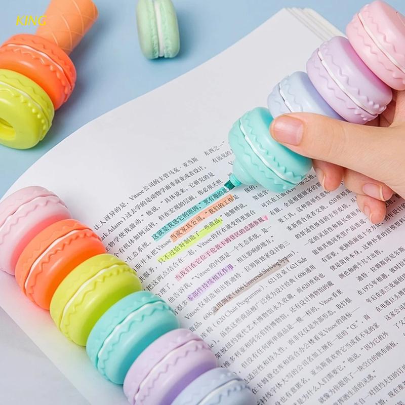 Set 6 Bút Dạ Quang Hình Bánh Macaron