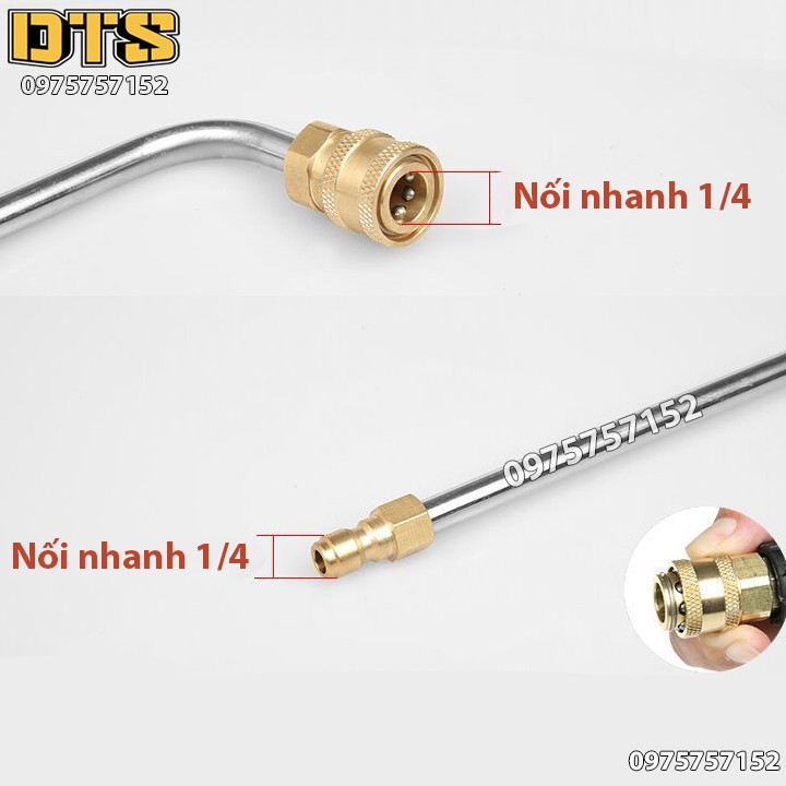 Ống nối uốn cong 30 độ nối nhanh béc phun gắn súng xịt rửa áp lực cao - Ren nối nhanh 1/4 (Dài 34cm)