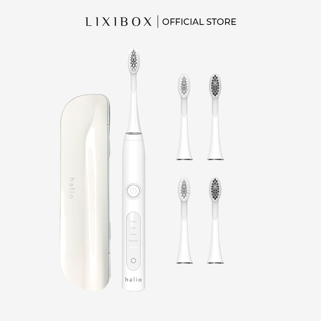 [Mã COSLXT5 giảm 10% đơn 600K] Combo Bàn chải đánh răng điện Halio Sonic Whitening Toothbrush và 4 Đầu bàn chải