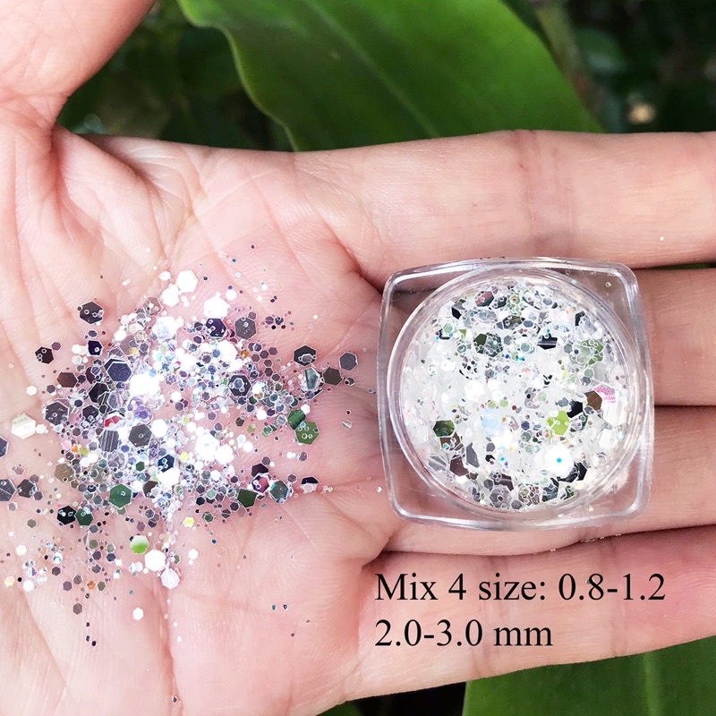 Hũ kim tuyến bạch kim siêu sáng trang trí móng