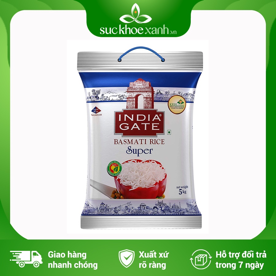 Gạo Basmati India Gate Super (Ấn Độ) 5kg ngăn ngừa tiểu đường