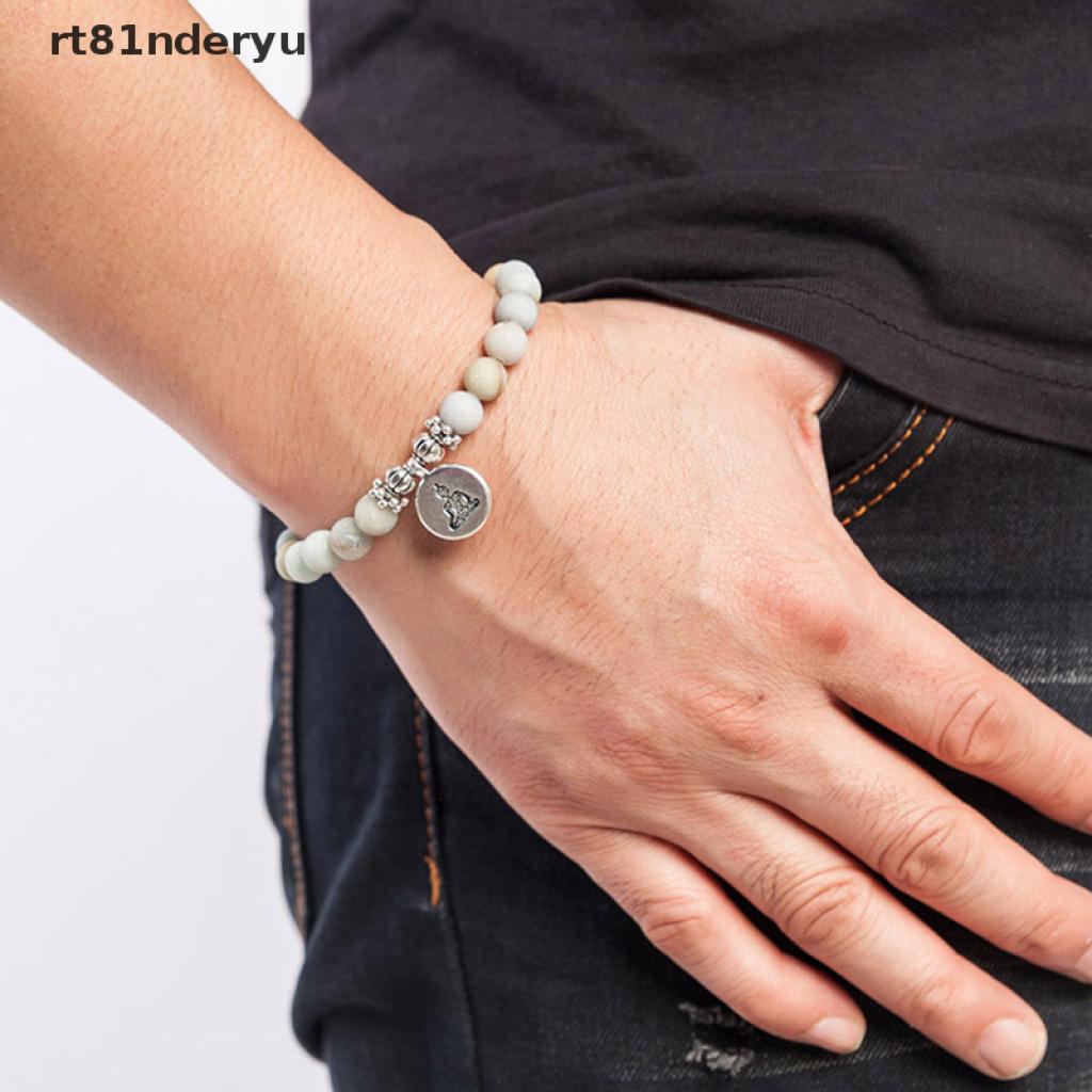 [rt81nderyu] Women Men Matte Amazonite Stone Lotus Buddha Yoga Bracelets Chakra Mala Beads [rt81nderyu]