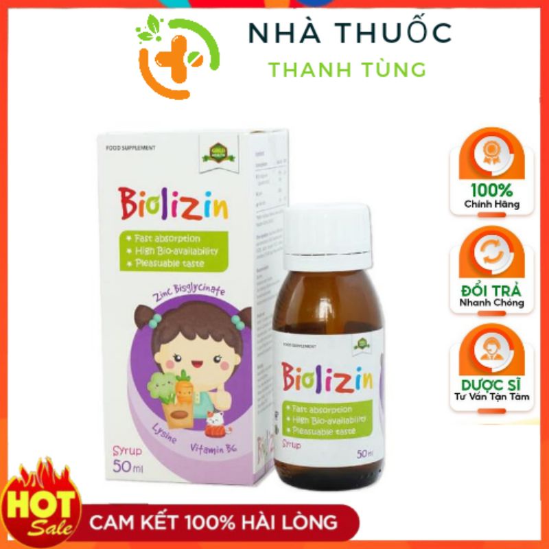Biolizin kẽm ZInc hữu cơ lysin b6 Giúp bé ăn ngon Tăng đề kháng Tăng hấp thu dưỡng chất - NTTT