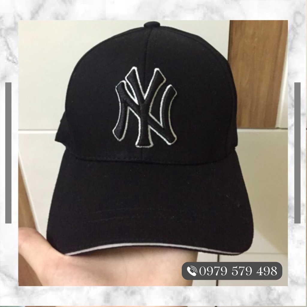 Mũ lưỡi trai thuêu NY viền trắng nổi bật