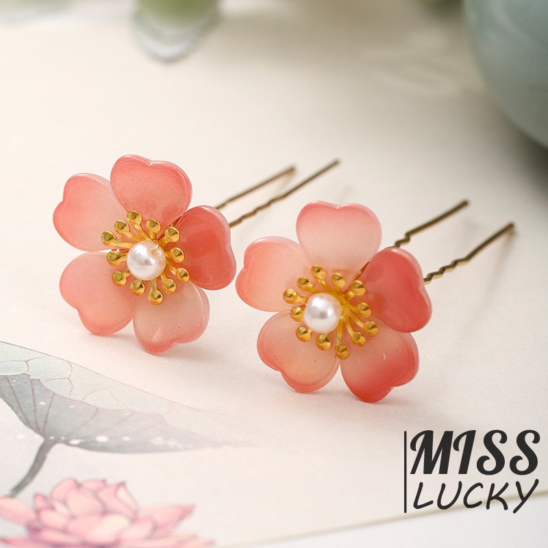 Set 2 Cài Tóc Hình Hoa Đính Ngọc Trai Xinh Xắn Cho Cô Dâu