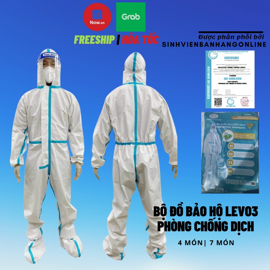 Bộ đồ bảo hộ y tế Levo3 | Phòng ngừa dịch bệnh Cao Cấp | 4 Món và 7 Món