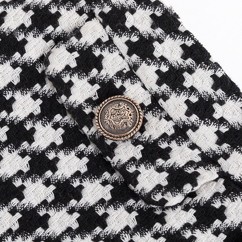 TINGOAN® - Chân váy tweed cạp cao caro tingoan LOVE POEM SKIRT/CR V2 vải mới nhất 2023 ánh ngà vintage