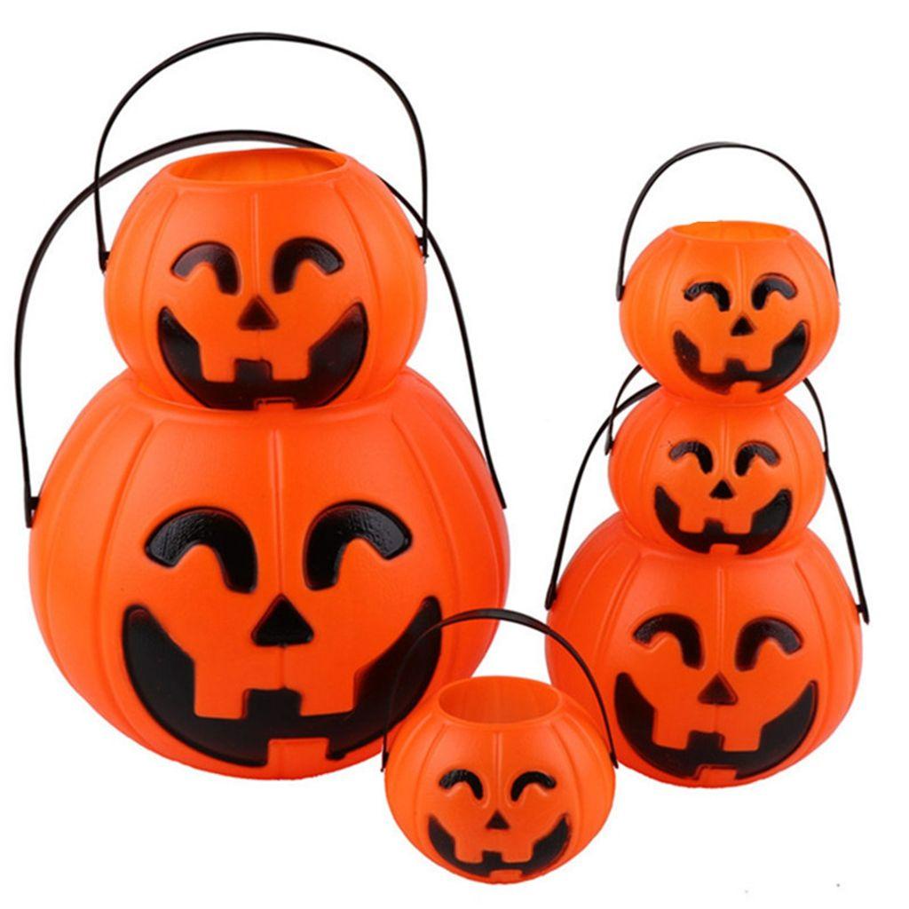 Set 2 Xô Đựng Kẹo Hình Bí Ngô TAYLOR1 Có Tay Cầm DIY Cho Bé