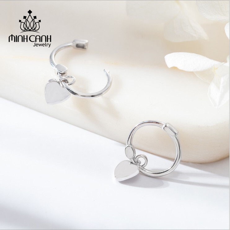 Khuyên Tai Móc Treo Họa Tiết Trái Tim Bạc S925 - Minh Canh Jewelry