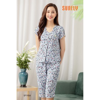 SP1904 BỘ PIJAMAS LANH ÁO CỘC QUẦN NGỐ