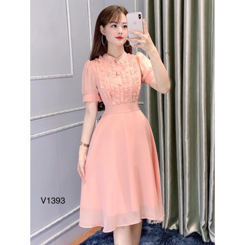 Váy đầm xoè nữ cổ trụ chất voan cao cấp mềm mịn, kiểu dáng thanh lịch thích hợp mặc đi tiệc, đi làm công sở