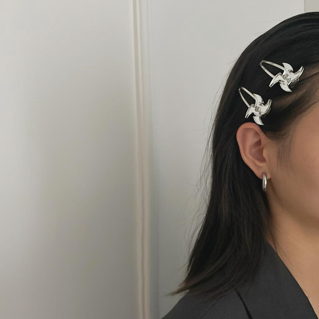 Kẹp tóc 22649 bằng kim loại thiết kế hình cối xay gió phong cách Hàn Quốc sang trọng