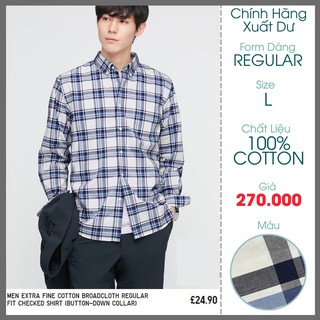 [XUẤT HÀN]ÁO SƠ MI NAM TAY DÀI SỌC CARO XANH TRẮNG 👚FO76 SHOP👚