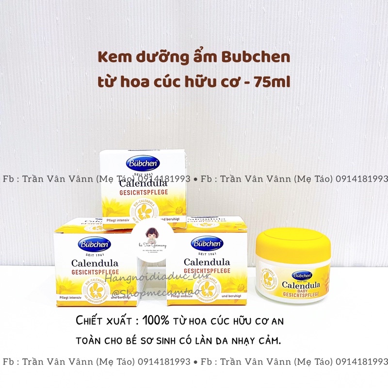 KEM DƯỠNG ẨM BUBCHEN CHO BÉ ( 75ml )TỪ TINH DẦU HOA CÚC LA MÃ HỮU CƠ