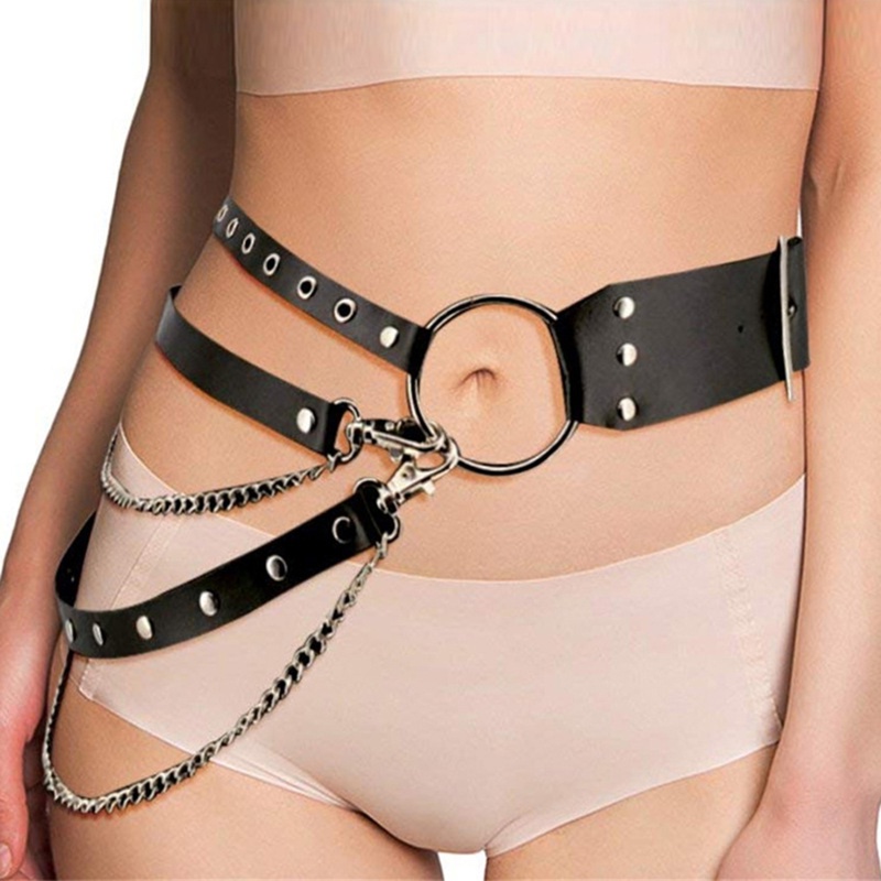 Thắt Lưng Da Màu Đen Khóa Tròn Kim Loại Thời Trang Cho Nữ