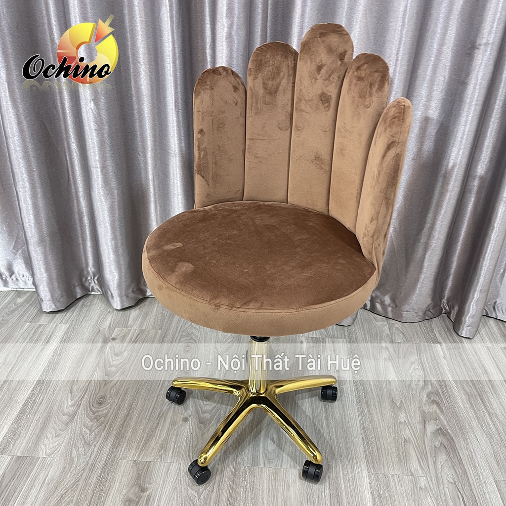 Ghế Trang Điểm Xoay, Ghế Xoay Học Sinh Bánh Xe Chân Vàng Sao Cao Cấp Mẫu Sò Múi Phong Cách Bắc Âu (Hình Thật Shop Chụp)