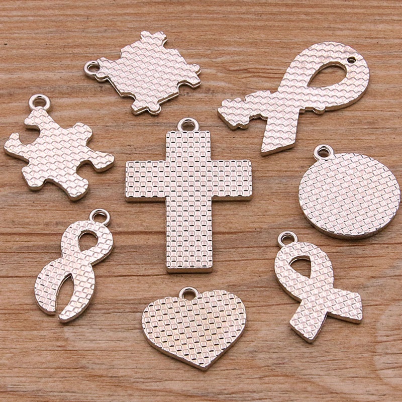 Set 8 Mặt Dây Chuyền Hợp Kim Màu Trắng Tương Phản Charms