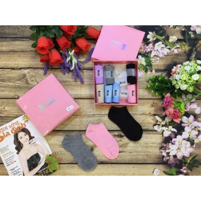 Hộp Tất Cổ Ngắn Nữ Sợi Tre Nano Chống Hôi Chân Hộp Hồng