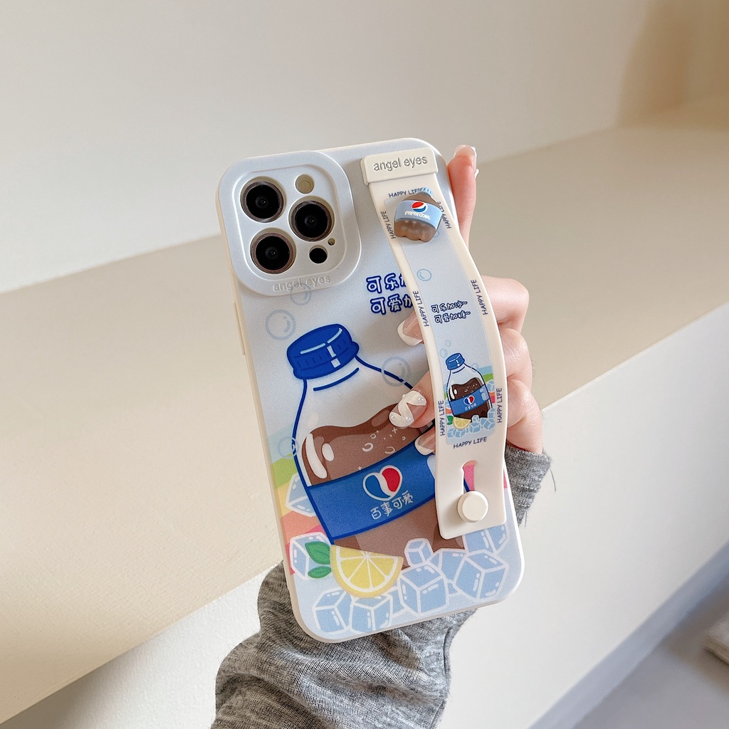 Ốp Điện Thoại Mềm Chống Rơi In Hình cola Hoạt Hình Có Quai Cầm Tay Cho Iphone 11 12 13 Pro Max X XSMAX XR 7 8PLUS